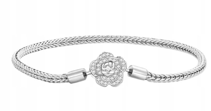BRANSOLETKA MODUŁOWA baza na charms zawieszki RÓŻA SREBRO próba s925 19cm
