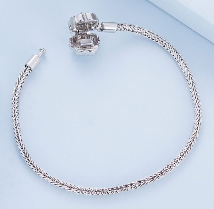 BRANSOLETKA MODUŁOWA baza na charms zawieszki RÓŻA SREBRO próba s925 19cm