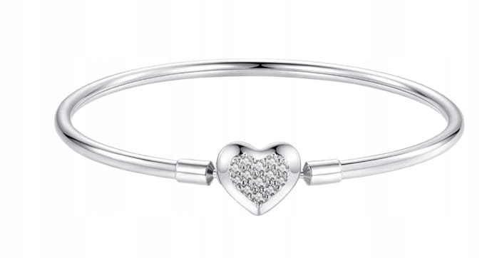 BRANSOLETKA MODUŁOWA bangle BAZA charms zawieszki SREBRO serce s925 19cm