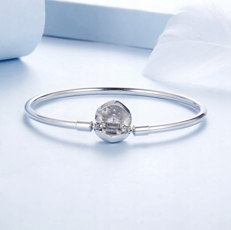 BRANSOLETKA MODUŁOWA bangle BAZA charms zawieszki SREBRO serce s925 19cm