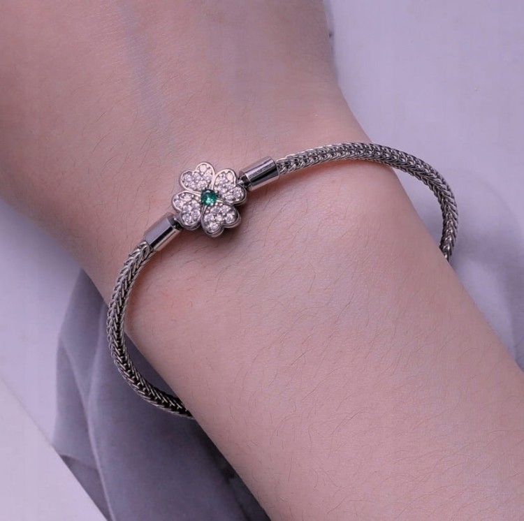 BRANSOLETKA MODUŁOWA baza na charms zawieszki KONICZYNKA SREBRO s925 19cm