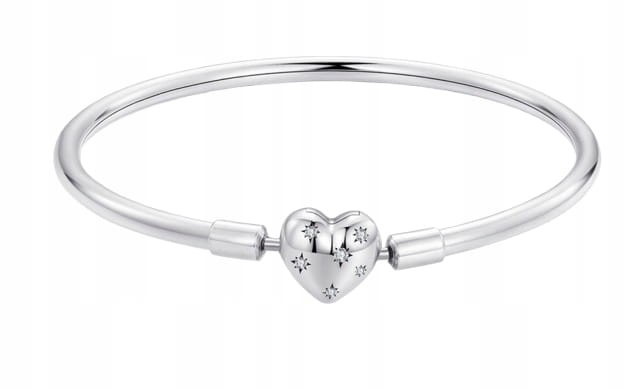 BRANSOLETKA MODUŁOWA sztywna BAZA charms zawieszki SREBRO serce s925 19cm