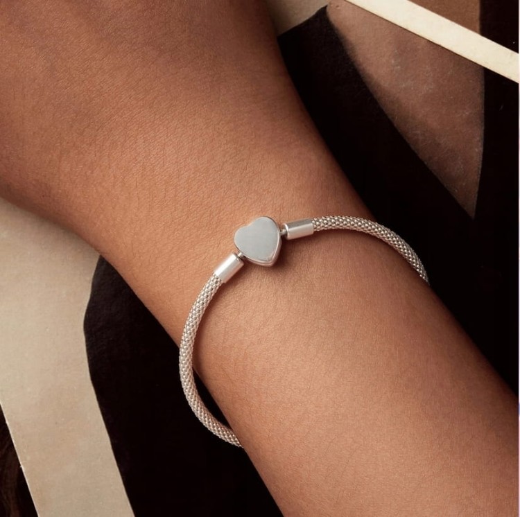 BRANSOLETKA MODUŁOWA baza na charms zawieszki Serce SREBRO próba s925 19cm