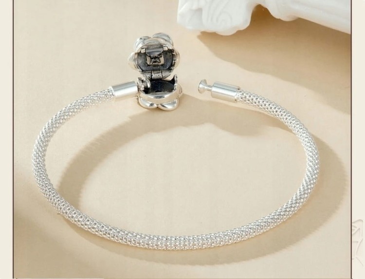 BRANSOLETKA MODUŁOWA baza na charms zawieszki RÓŻA SREBRO próba s925 19cm
