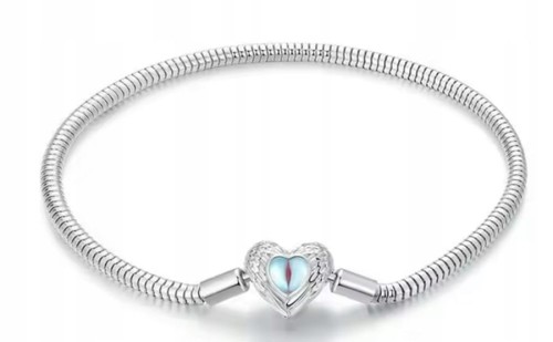 BRANSOLETKA  MODUŁOWA charms zawieszki baza SERCE SREBRO S925 rozm. 19cm
