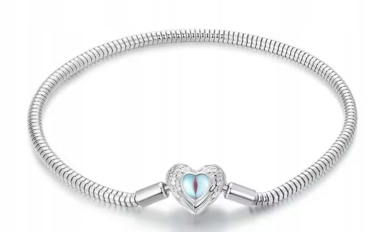 BRANSOLETKA  MODUŁOWA charms zawieszki baza SERCE SREBRO S925 rozm. 19cm