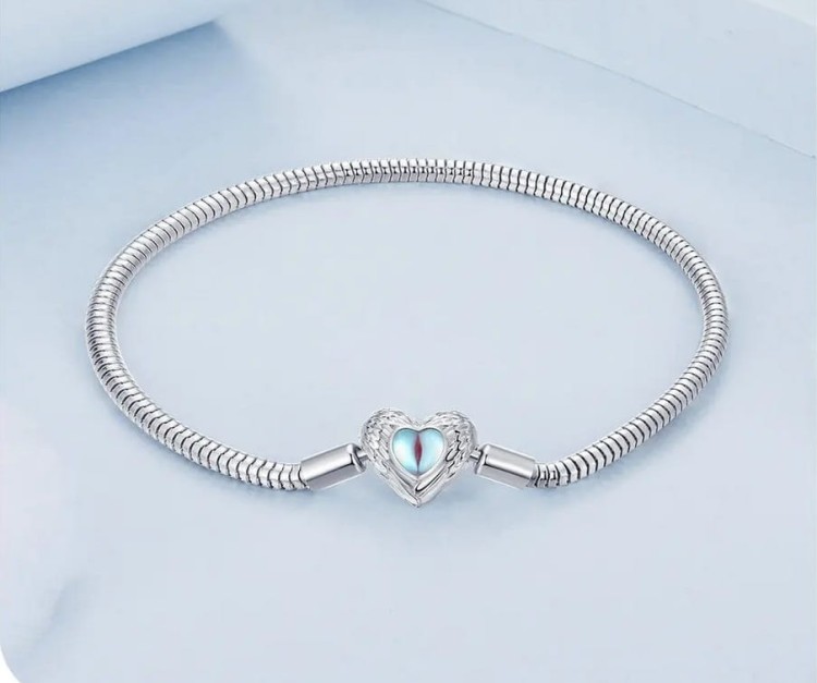 BRANSOLETKA  MODUŁOWA charms zawieszki baza SERCE SREBRO S925 rozm. 19cm