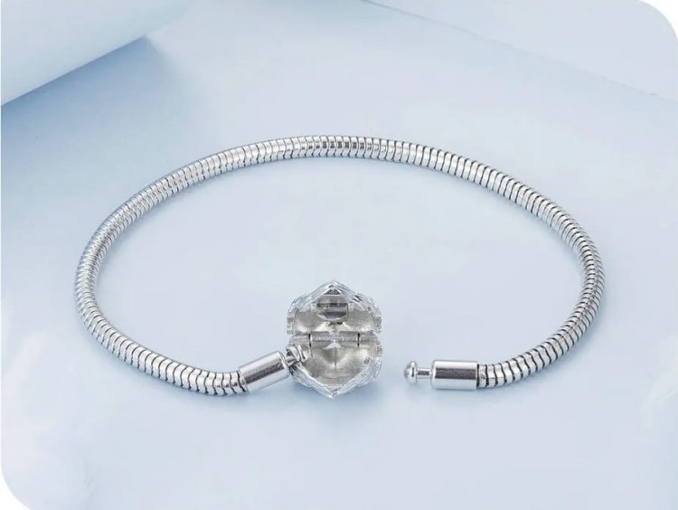 BRANSOLETKA  MODUŁOWA charms zawieszki baza SERCE SREBRO S925 rozm. 19cm