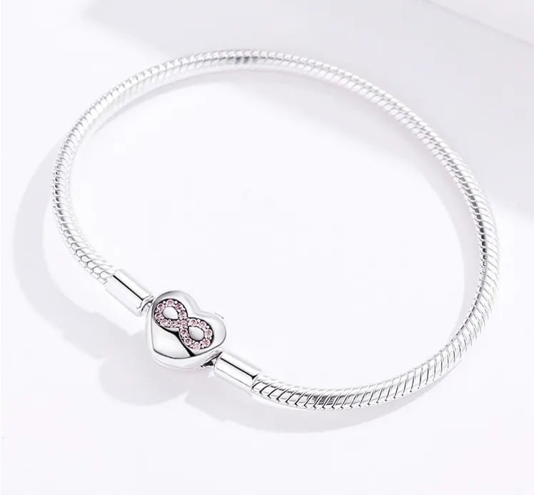 BRANSOLETKA MODUŁOWA baza charms Serce Nieskończoność SREBRO s925 18cm