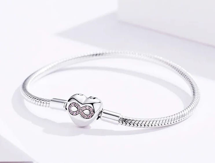 BRANSOLETKA MODUŁOWA baza charms Serce Nieskończoność SREBRO s925 18cm