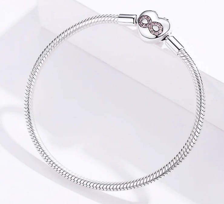 BRANSOLETKA MODUŁOWA baza charms Serce Nieskończoność SREBRO s925 18cm