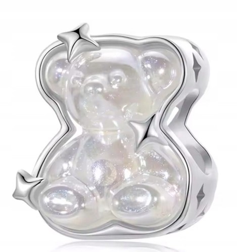 Charms do Pandora MIŚ opalizujące szkło SREBRO pr. s925