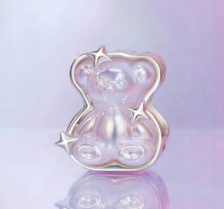 Charms do Pandora MIŚ opalizujące szkło SREBRO pr. s925