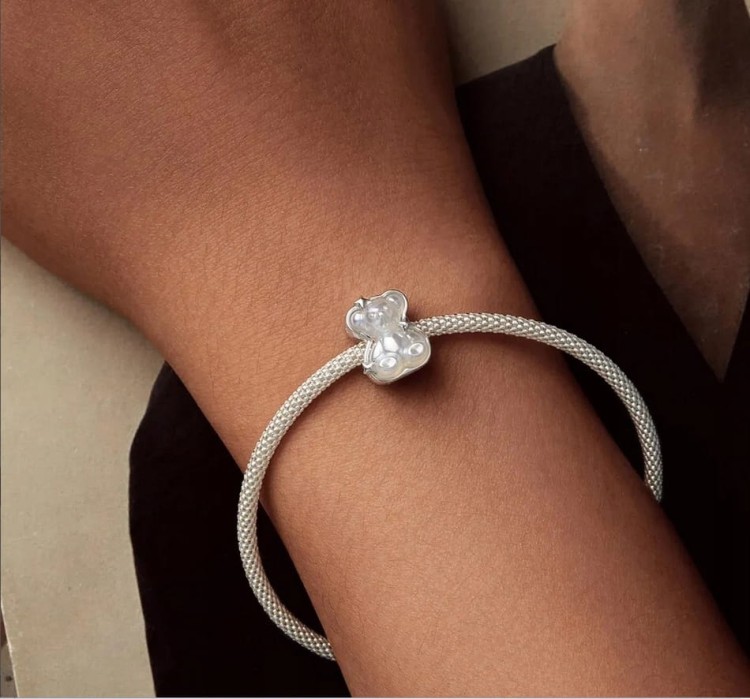Charms do Pandora MIŚ opalizujące szkło SREBRO pr. s925