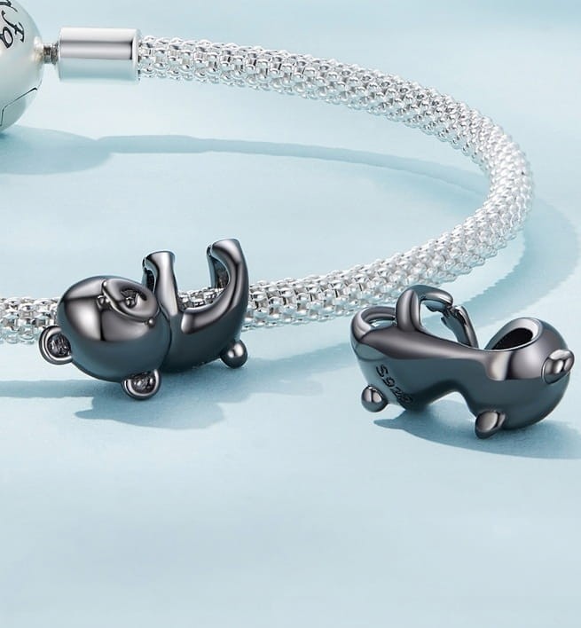Charms do Pandora czarny miś SREBRO próba s925
