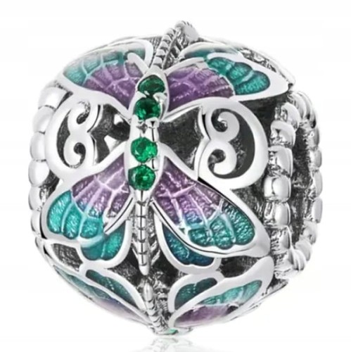 Charms do Pandora fioletowe motyle SREBRO pr. s925