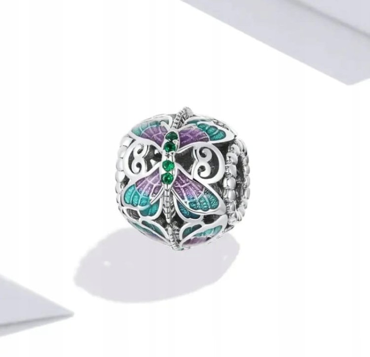 Charms do Pandora fioletowe motyle SREBRO pr. s925