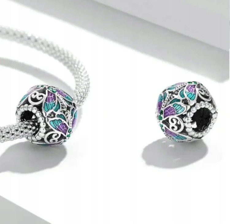 Charms do Pandora fioletowe motyle SREBRO pr. s925