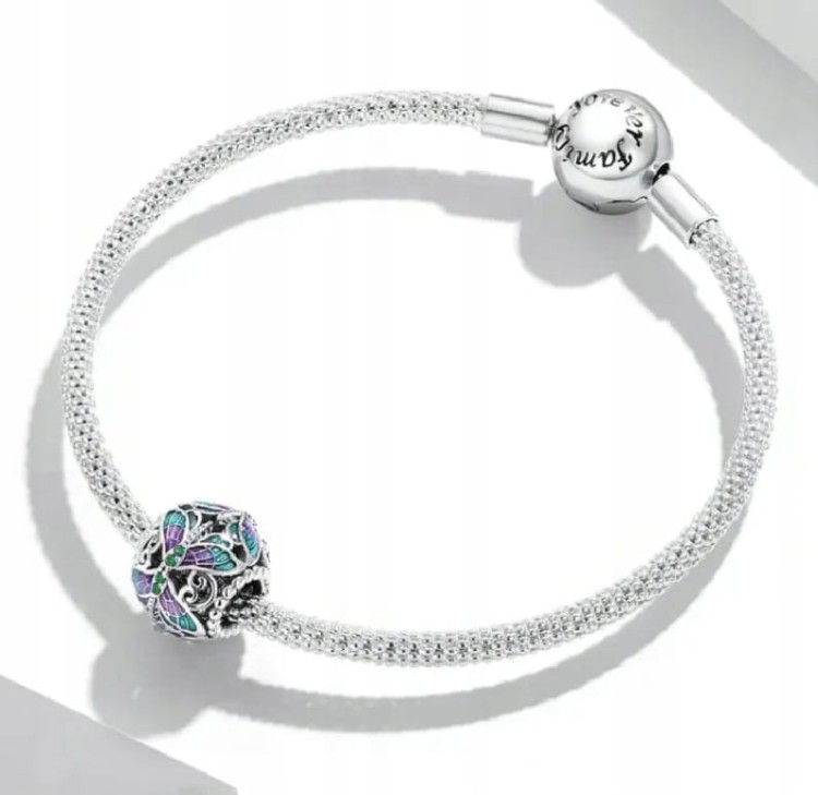 Charms do Pandora fioletowe motyle SREBRO pr. s925