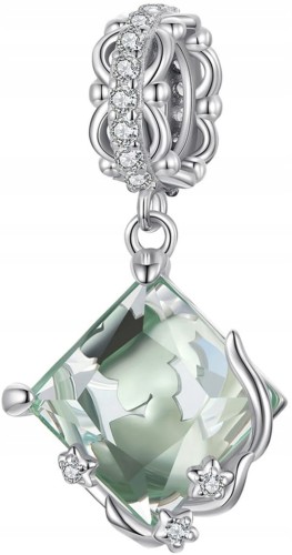 Charms do Pandora  Zielony Kryształ kwiaty SREBRO próba s925