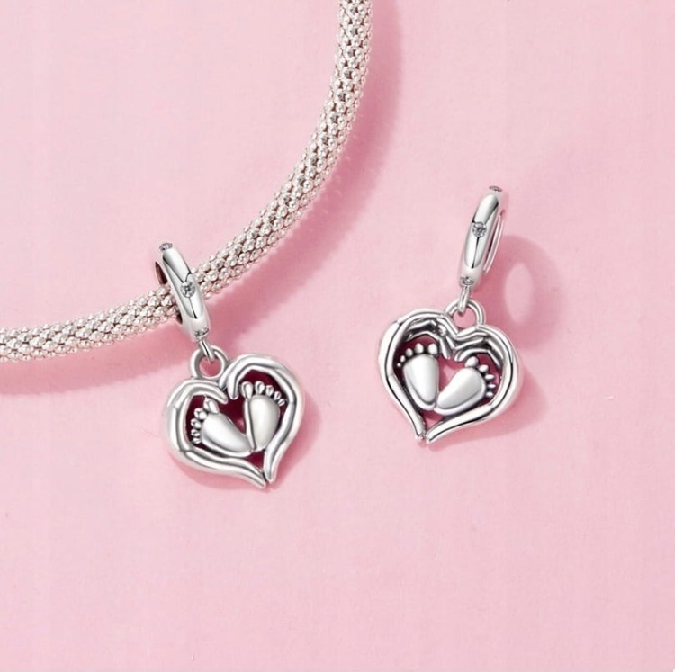 Charms do Pandora stópki narodziny dziecka SREBRO próba s925