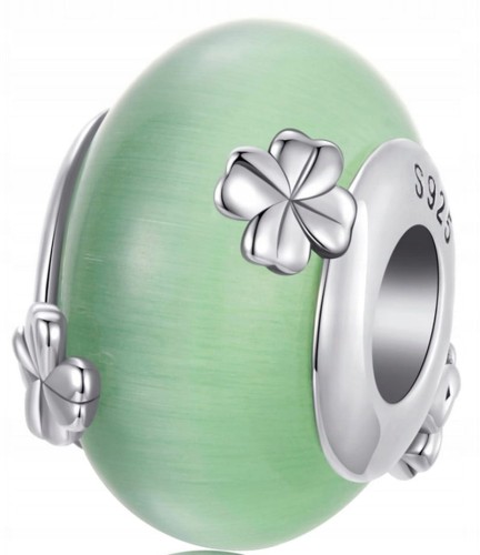 Charms do Pandora Zielone Murano koniczynki szczęście SREBRO próba s925