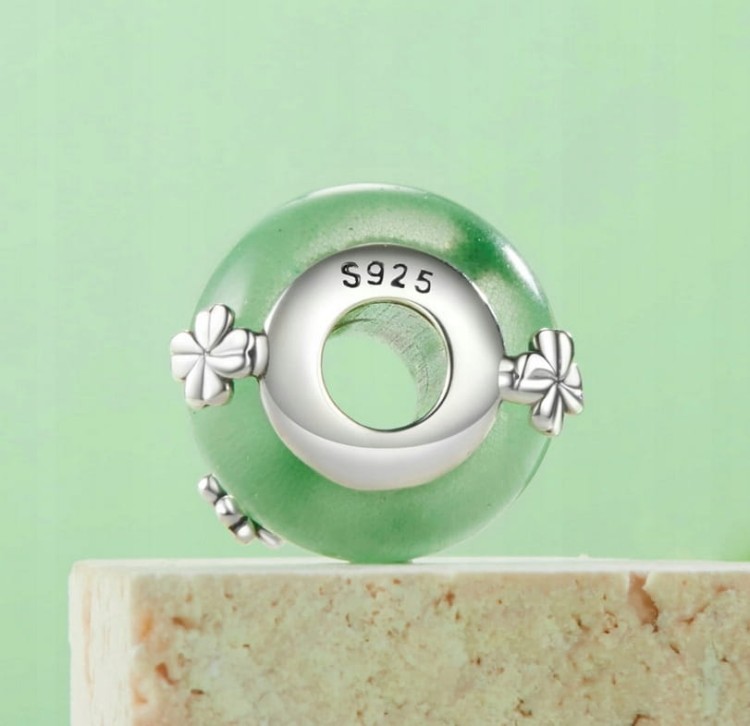 Charms do Pandora Zielone Murano koniczynki szczęście SREBRO próba s925