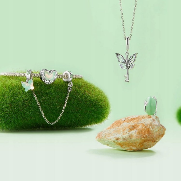 Charms do Pandora Zielone Murano koniczynki szczęście SREBRO próba s925