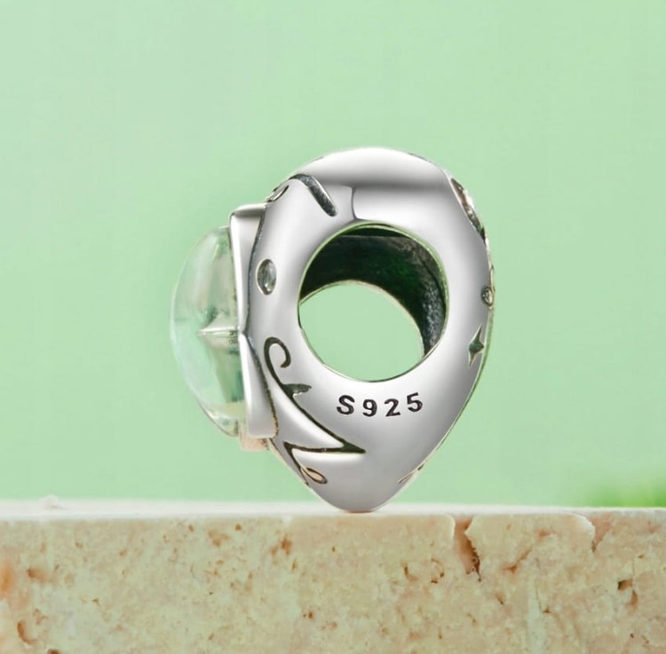 Charms do Pandora Serce z zielonym motylem SREBRO próba s925