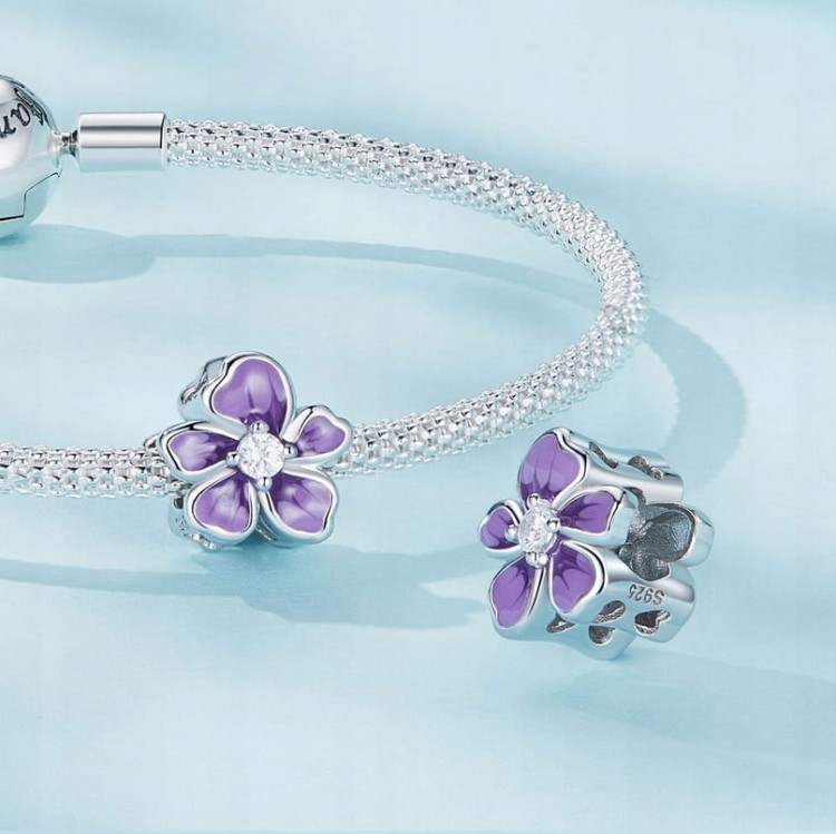 Charms do Pandora Fioletowa Magnolia SREBRO próba s925