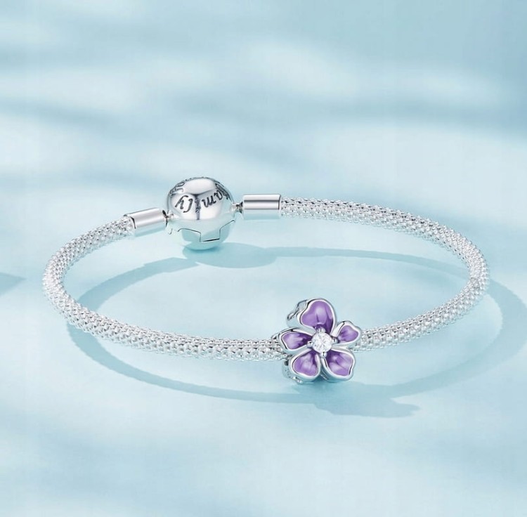 Charms do Pandora Fioletowa Magnolia SREBRO próba s925