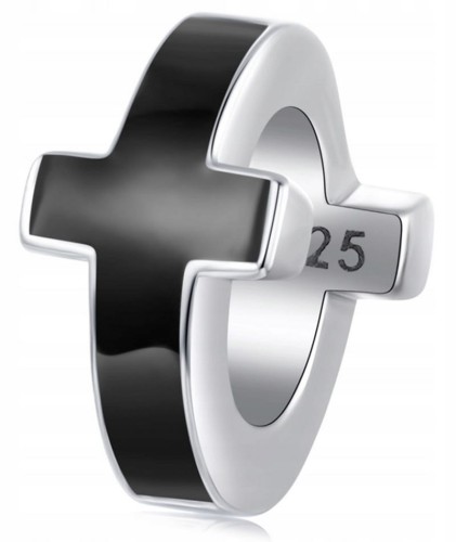 Charms do Pandora KRZYŻ czarna przekładka SREBRO s925
