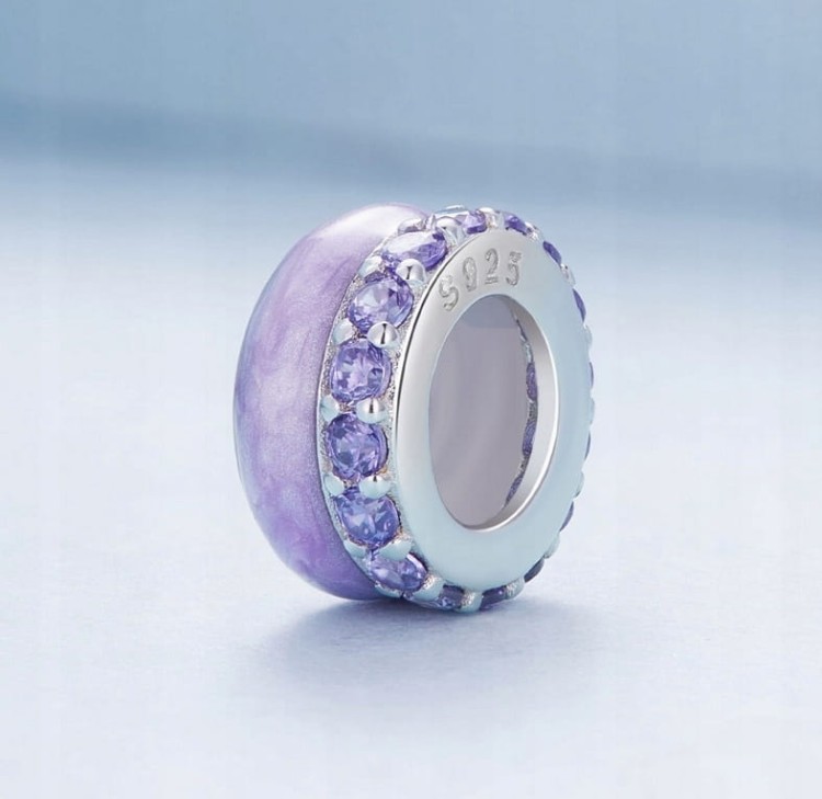 Charms do Pandora stoper blokada fioletowy SREBRO próba s925