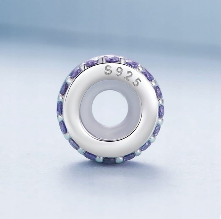 Charms do Pandora stoper blokada fioletowy SREBRO próba s925
