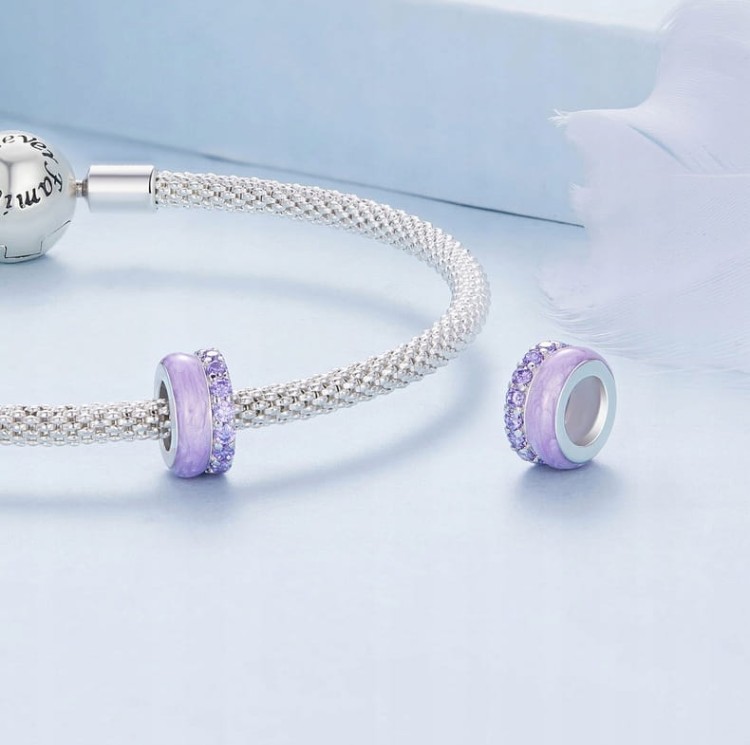 Charms do Pandora stoper blokada fioletowy SREBRO próba s925