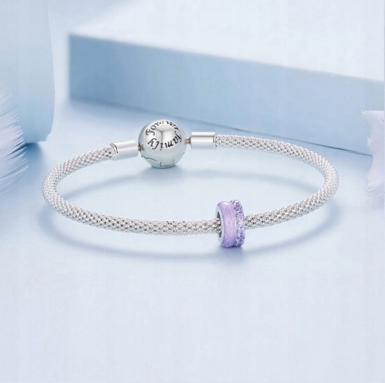 Charms do Pandora stoper blokada fioletowy SREBRO próba s925
