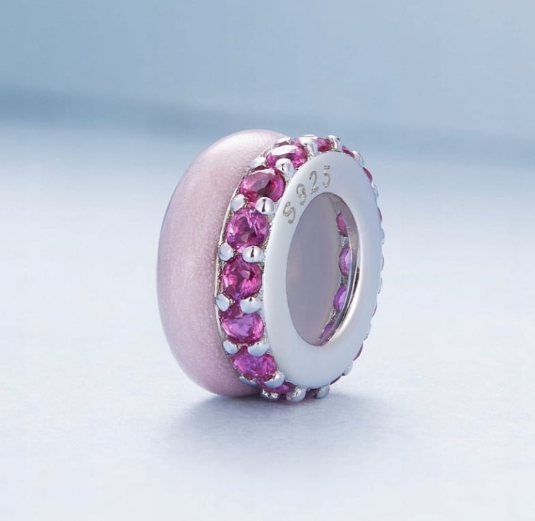 Charms do Pandora stoper blokada różowa SREBRO próba s925