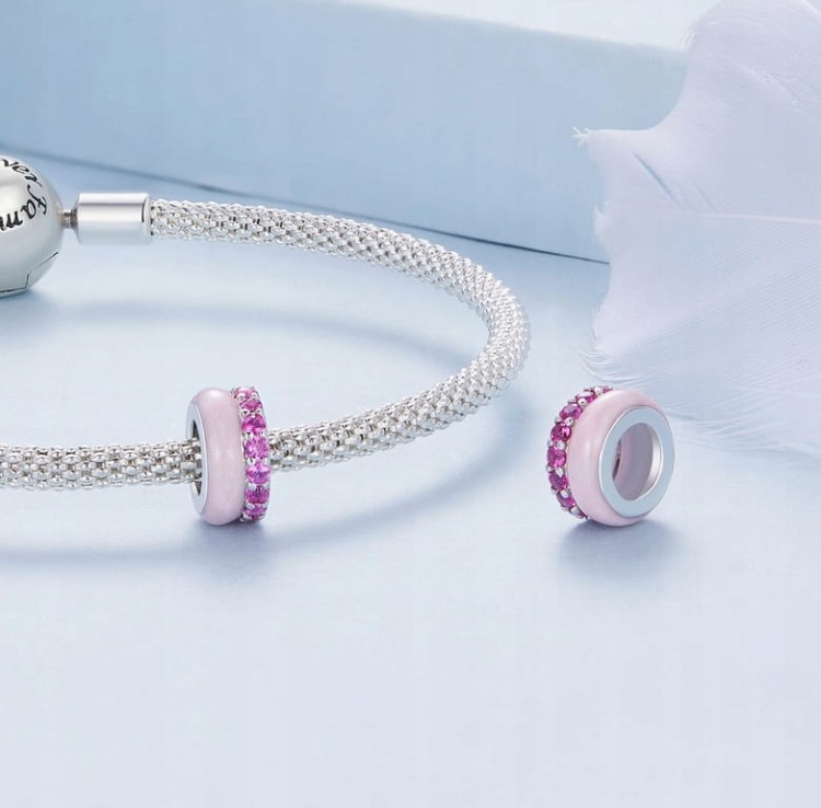 Charms do Pandora stoper blokada różowa SREBRO próba s925