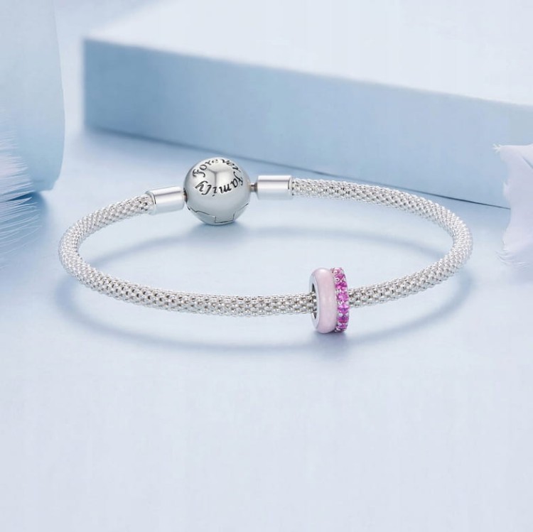 Charms do Pandora stoper blokada różowa SREBRO próba s925