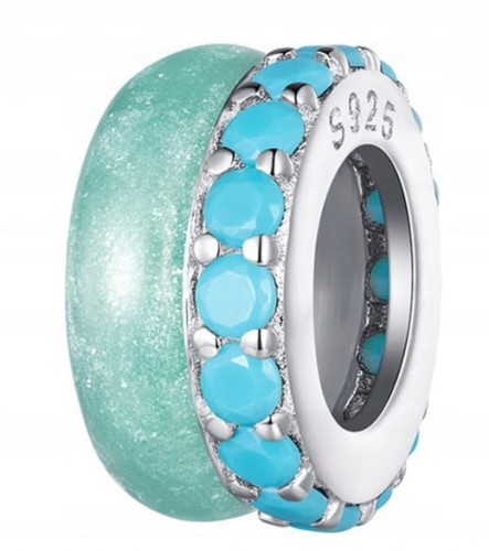 Charms do Pandora stoper blokada turkusowa SREBRO próba s925