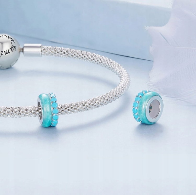 Charms do Pandora stoper blokada turkusowa SREBRO próba s925