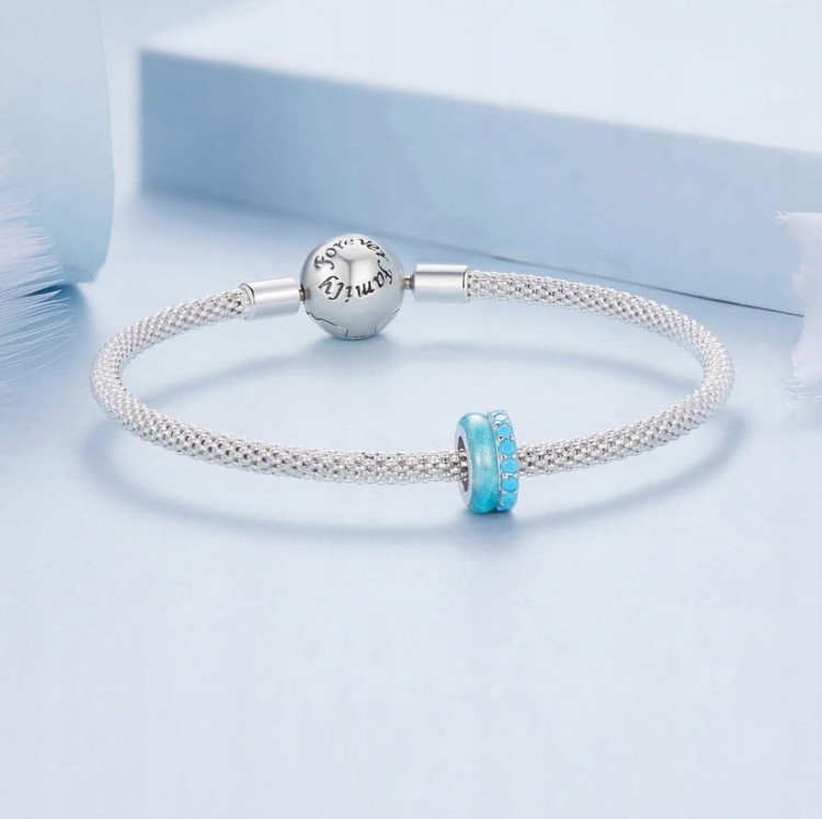 Charms do Pandora stoper blokada turkusowa SREBRO próba s925