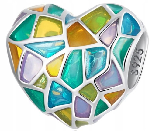 Charms do Pandora kolorowe serce SREBRO próba s925