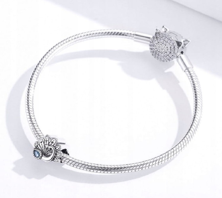 Charms do Pandora ozdobny paw próba SREBRO s925