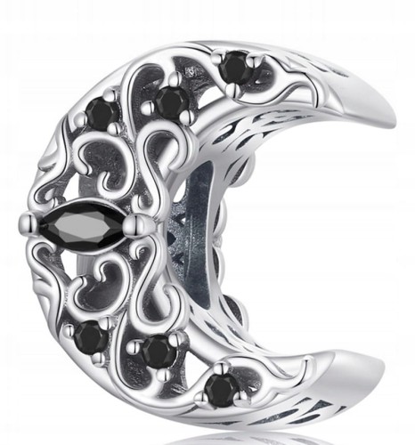 Charms do Pandora czarny półksiężyc próba SREBRO s925
