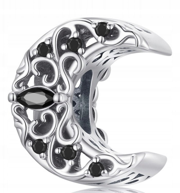 Charms do Pandora czarny półksiężyc próba SREBRO s925