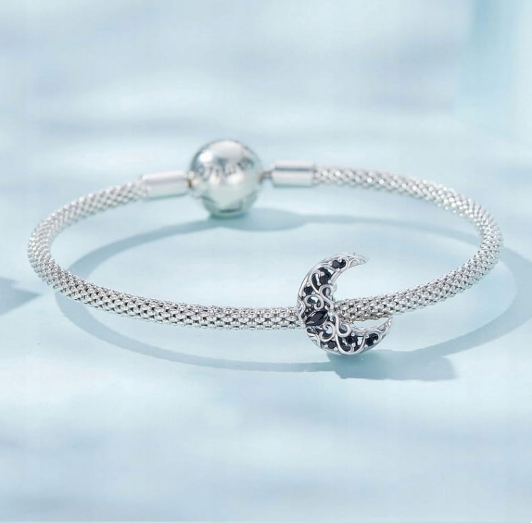 Charms do Pandora czarny półksiężyc próba SREBRO s925