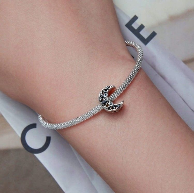 Charms do Pandora czarny półksiężyc próba SREBRO s925