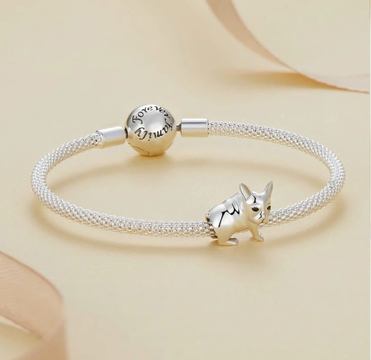 Charms do Pandora pies buldog francuski SREBRO próba s925