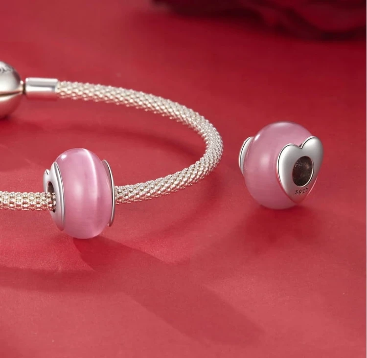 Charms do Pandora  różowe szkło murano SREBRO próba s925
